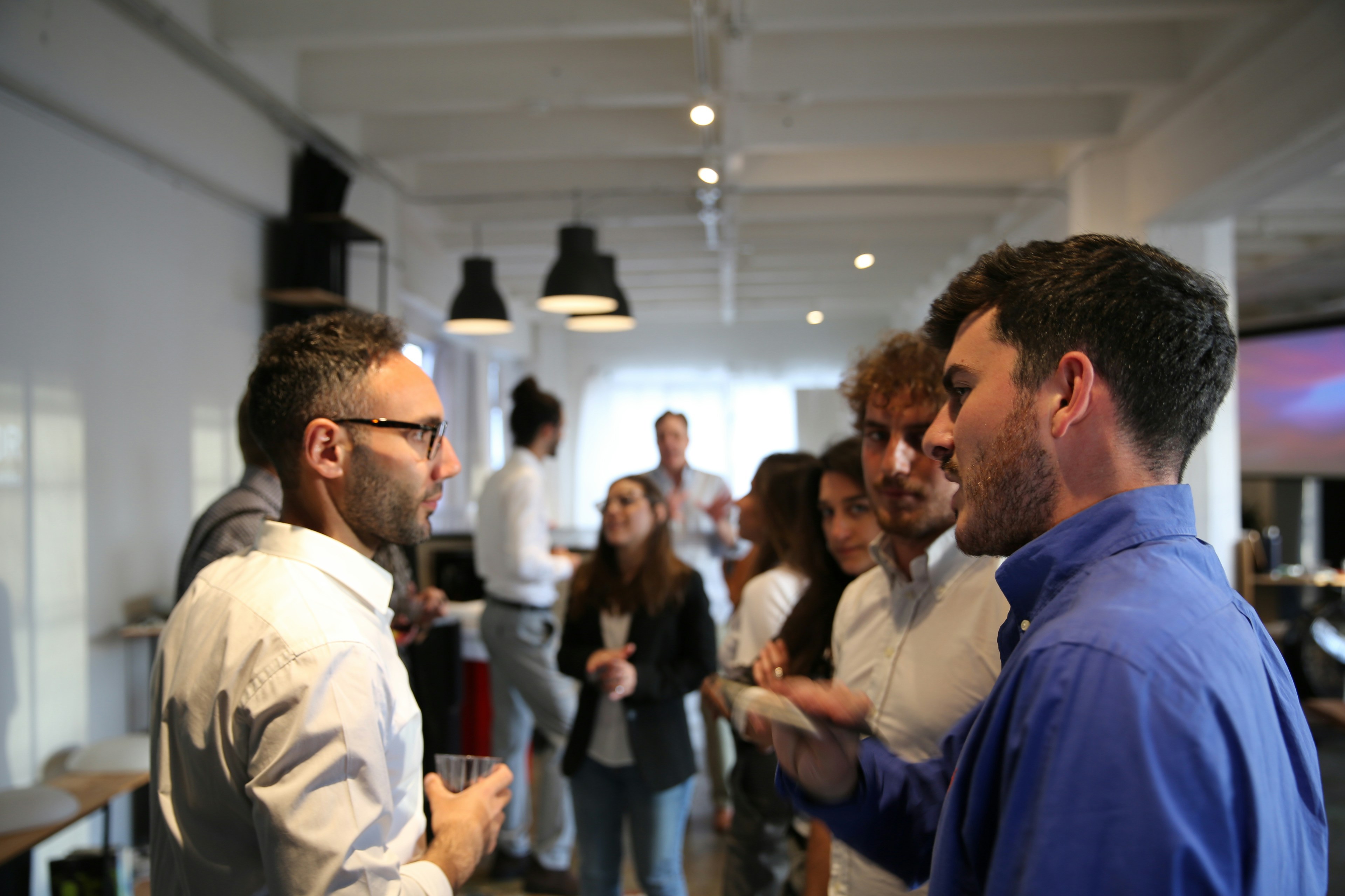 Students networking at an event