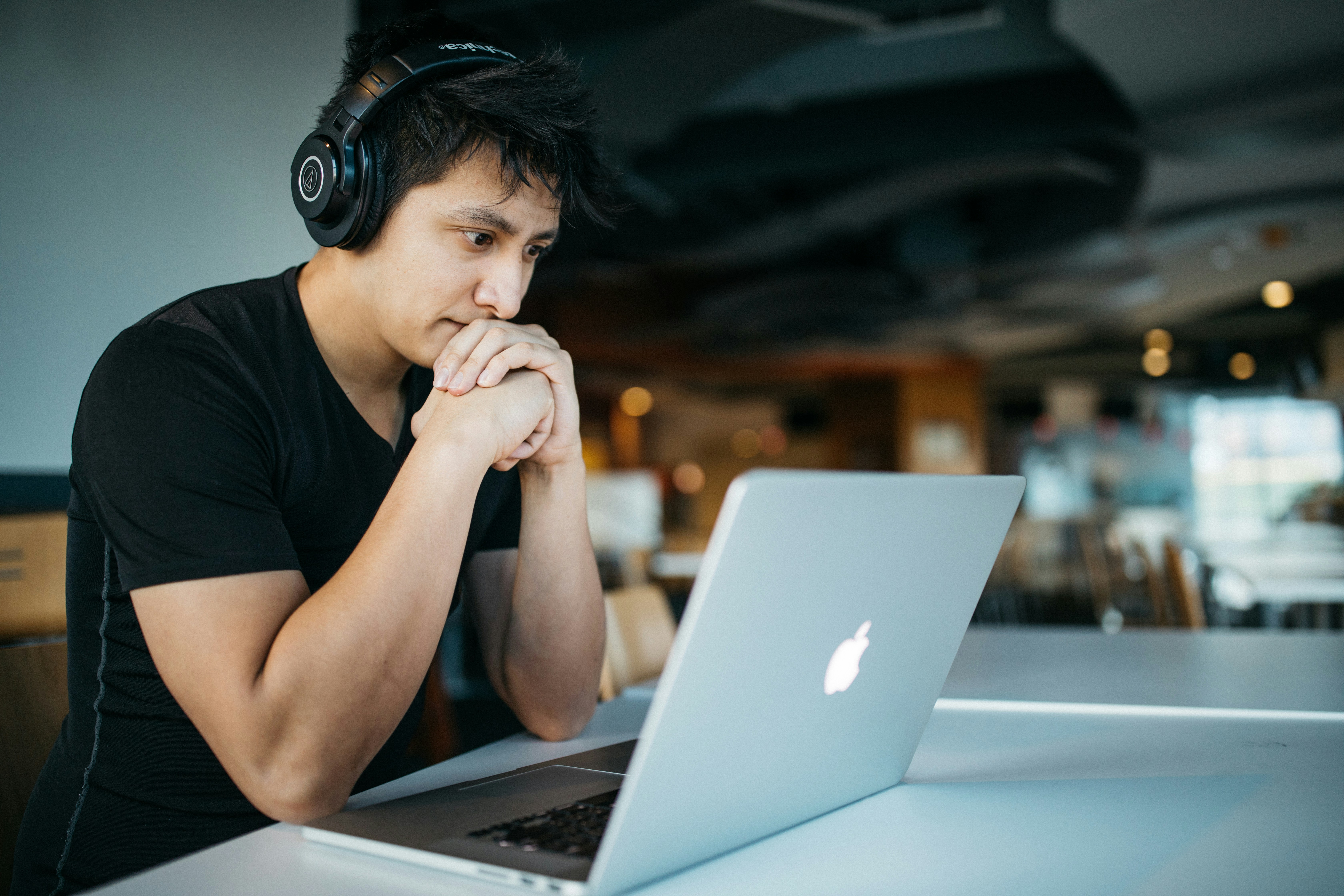 Student working on a laptop